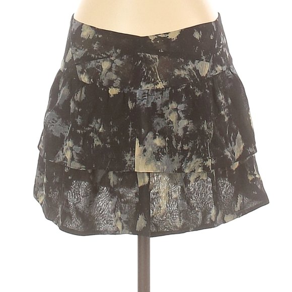 IRO Black and Grey Ruffle Floral Skirt sz S EUC - Picture 1 of 9